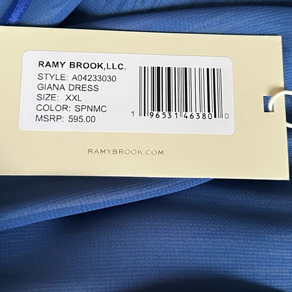 NWT Ramy Brook Giana Halter Maxi Dress Blue Pink Retro Chevron Sz XXL - Picture 13 of 16